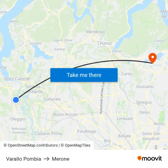 Varallo Pombia to Merone map