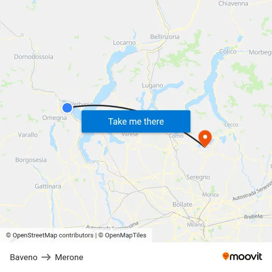 Baveno to Merone map