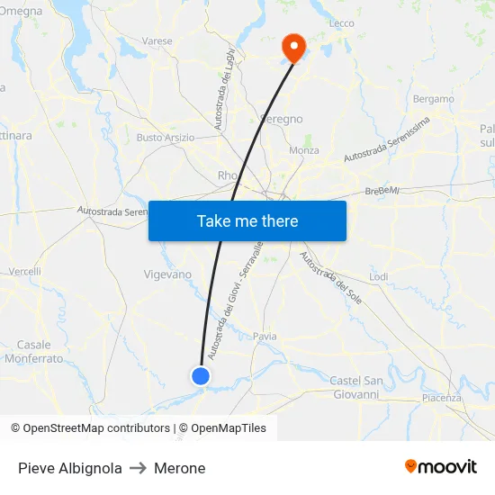 Pieve Albignola to Merone map