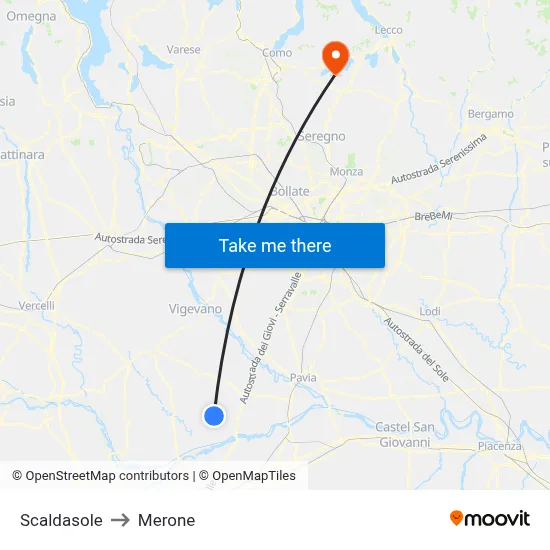 Scaldasole to Merone map