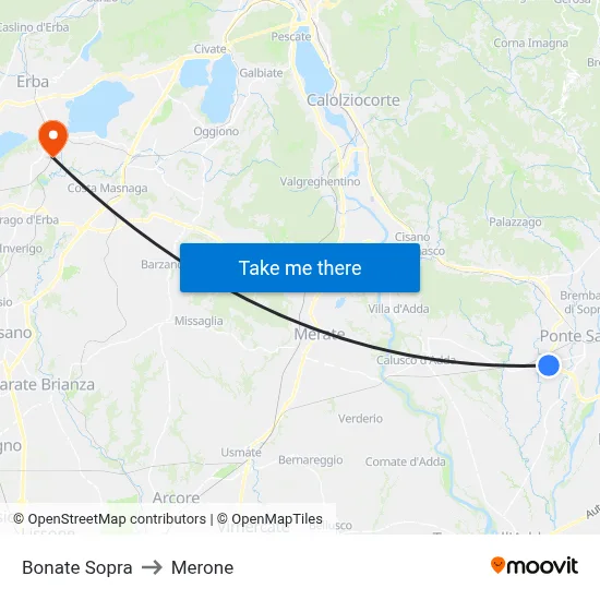 Bonate Sopra to Merone map