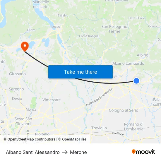 Albano Sant' Alessandro to Merone map