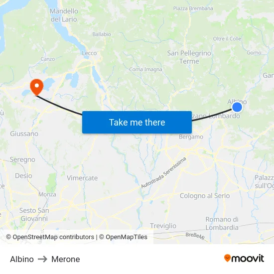 Albino to Merone map