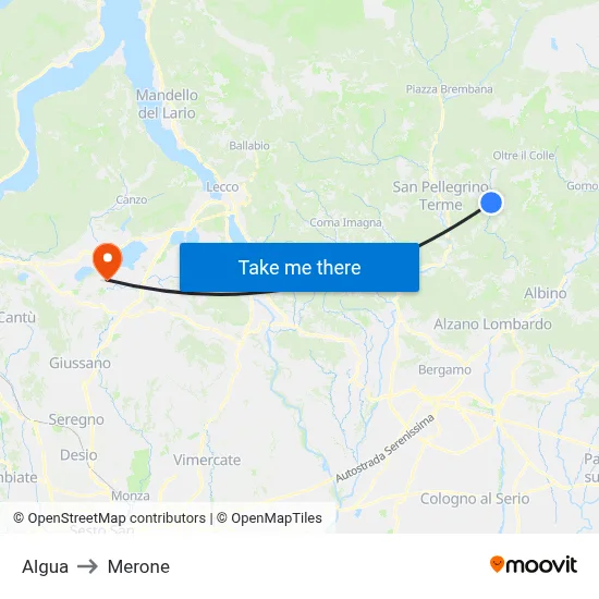 Algua to Merone map