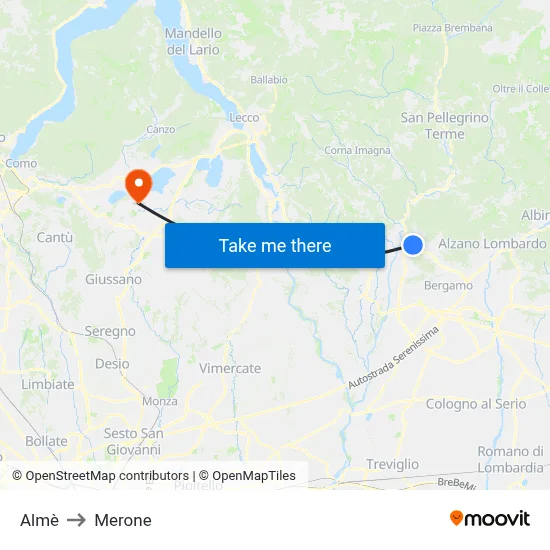 Almè to Merone map