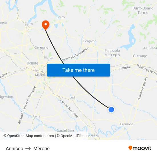 Annicco to Merone map