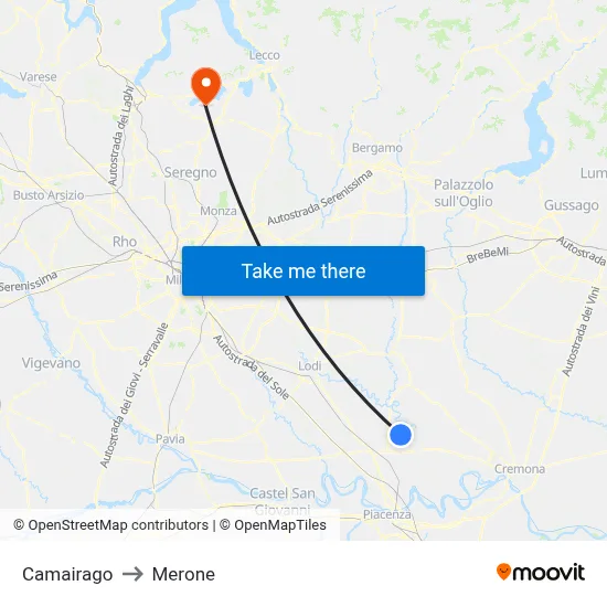 Camairago to Merone map