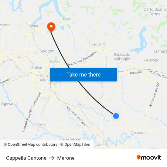 Cappella Cantone to Merone map