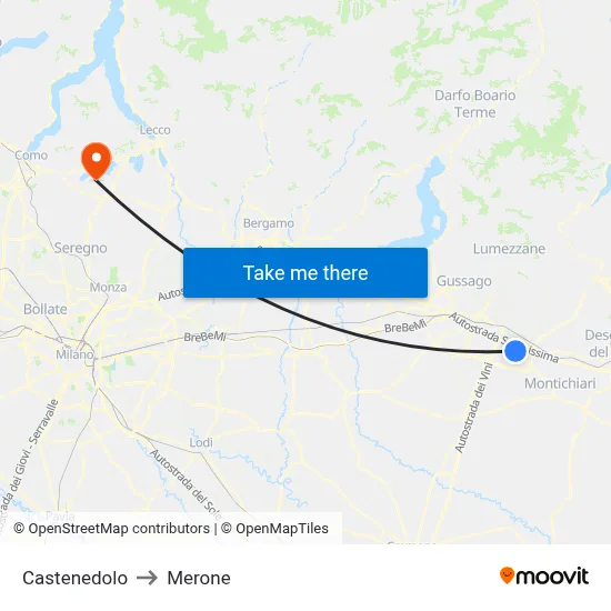 Castenedolo to Merone map