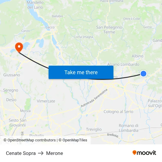 Cenate Sopra to Merone map