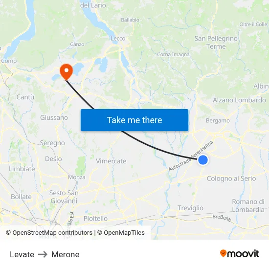 Levate to Merone map