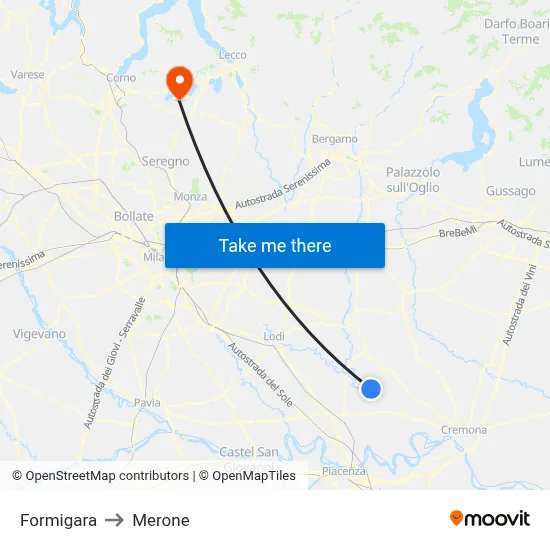 Formigara to Merone map