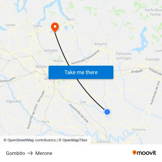 Gombito to Merone map