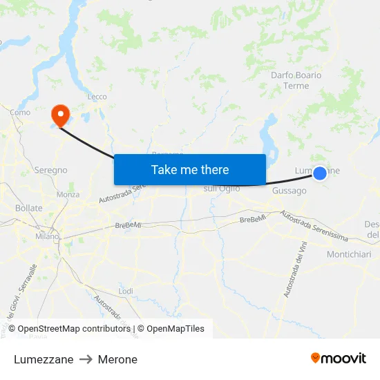 Lumezzane to Merone map