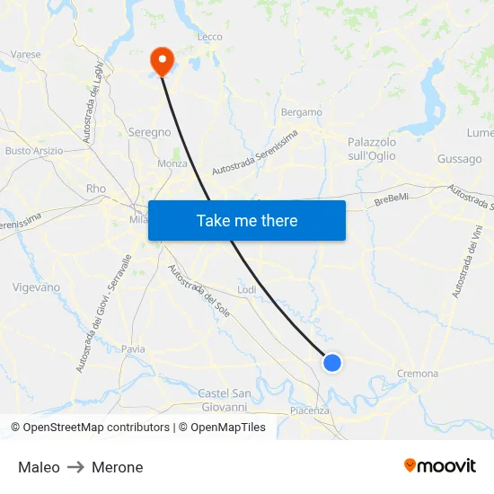 Maleo to Merone map