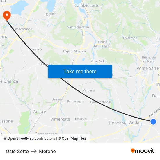 Osio Sotto to Merone map