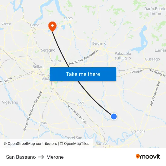 San Bassano to Merone map