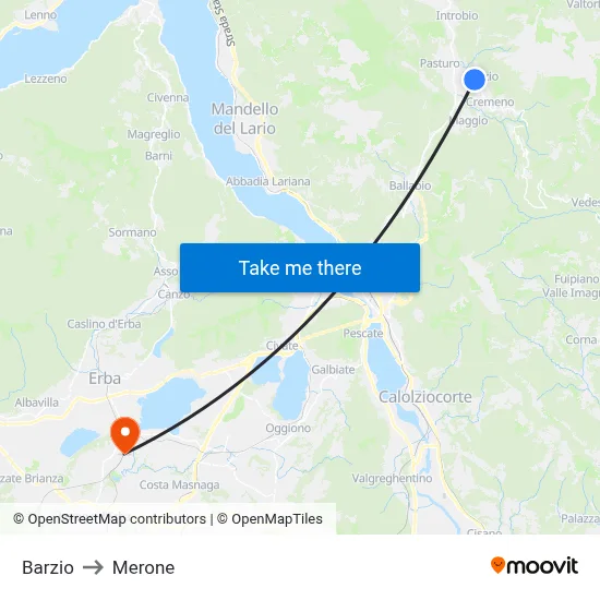 Barzio to Merone map