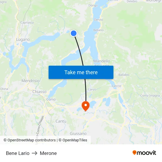 Bene Lario to Merone map