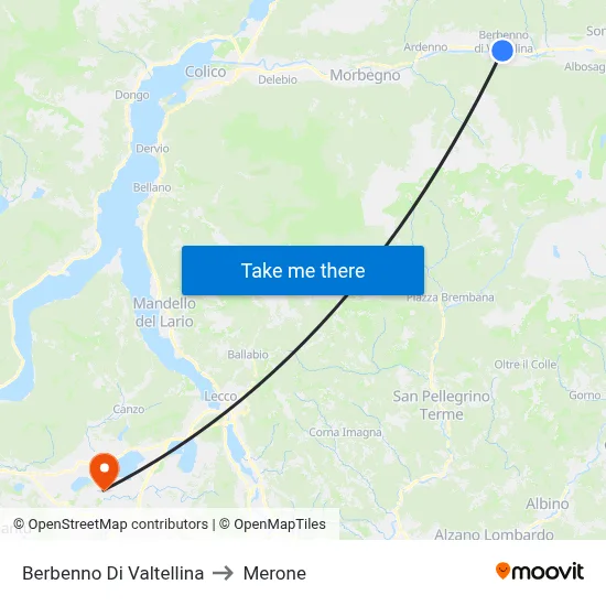 Berbenno Di Valtellina to Merone map