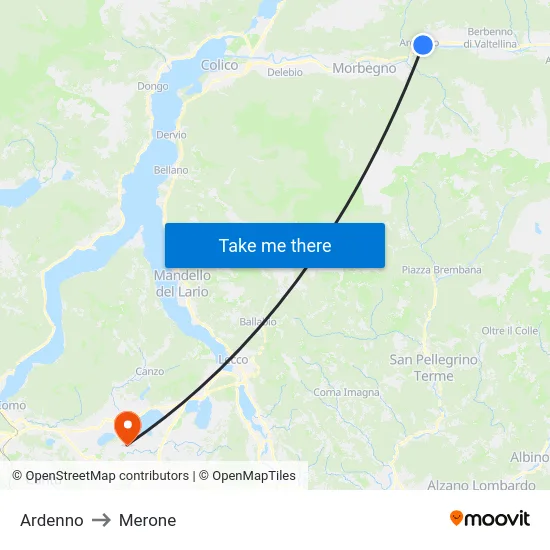 Ardenno to Merone map