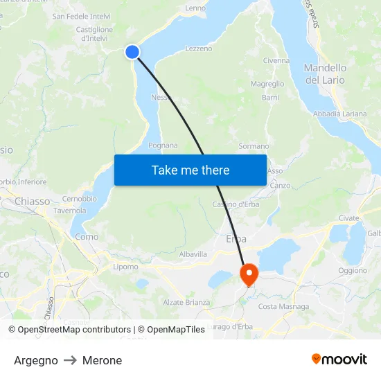 Argegno to Merone map