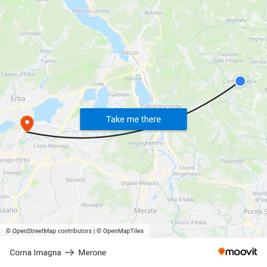 Corna Imagna to Merone map