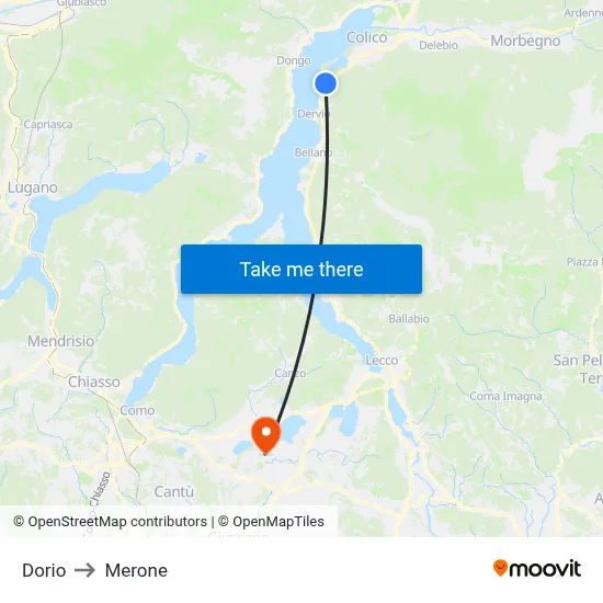 Dorio to Merone map