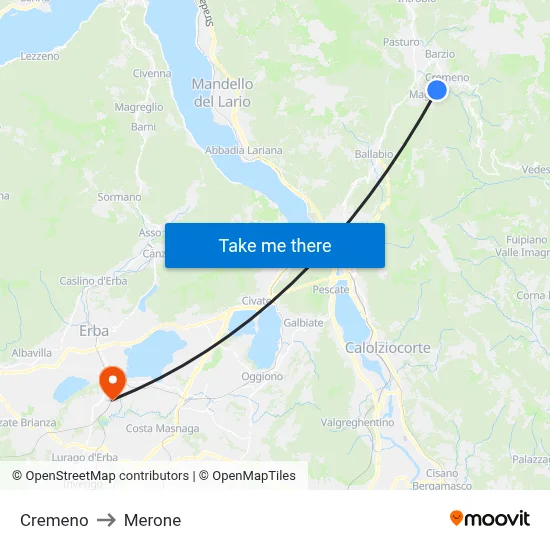 Cremeno to Merone map