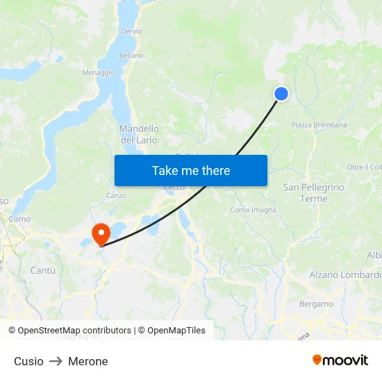 Cusio to Merone map