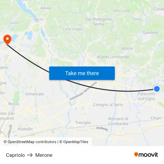 Capriolo to Merone map