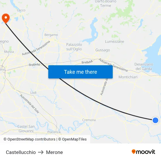 Castellucchio to Merone map