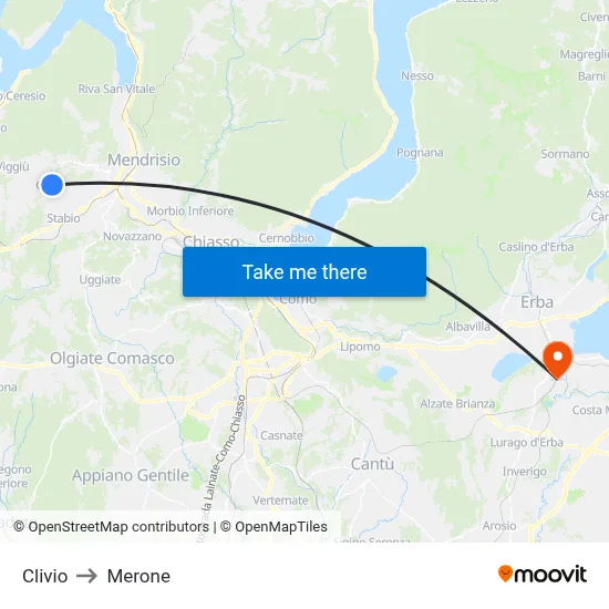 Clivio to Merone map