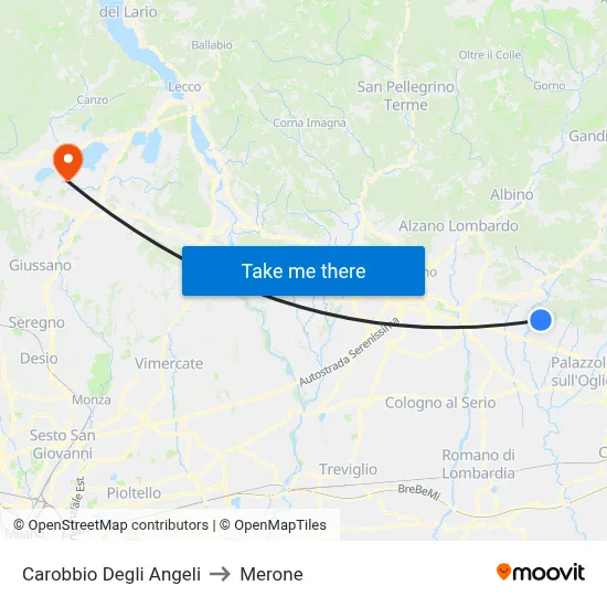 Carobbio Degli Angeli to Merone map