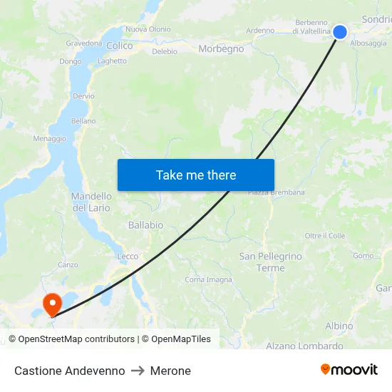 Castione Andevenno to Merone map