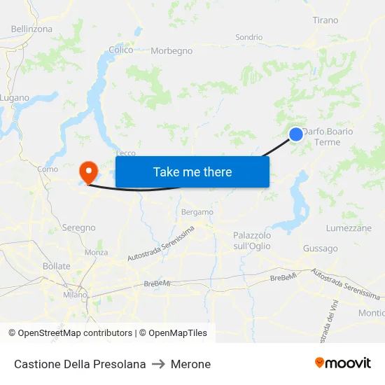 Castione Della Presolana to Merone map