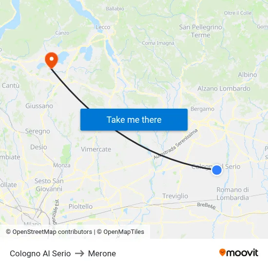 Cologno Al Serio to Merone map