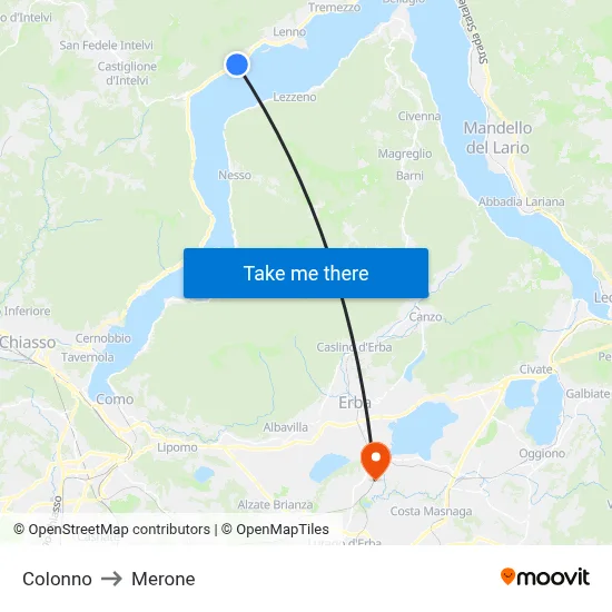 Colonno to Merone map