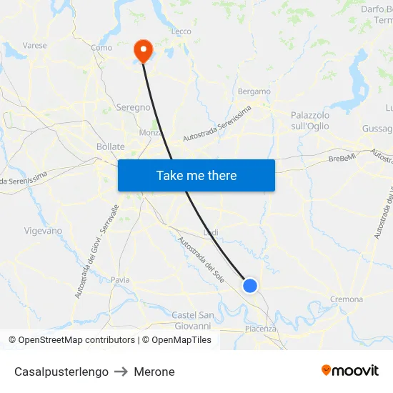 Casalpusterlengo to Merone map