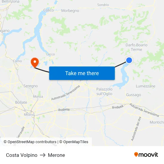 Costa Volpino to Merone map