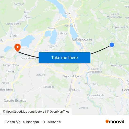 Costa Valle Imagna to Merone map