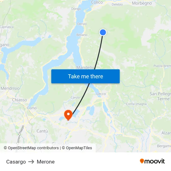 Casargo to Merone map