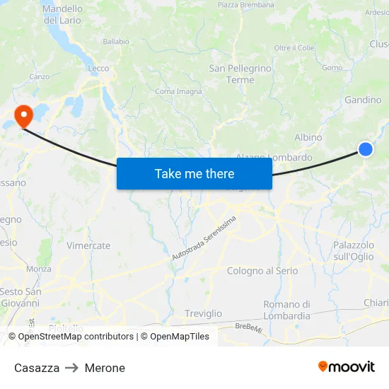 Casazza to Merone map