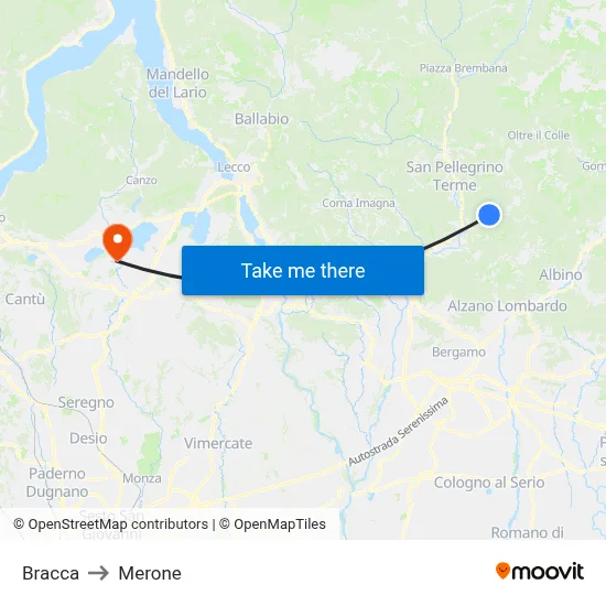 Bracca to Merone map