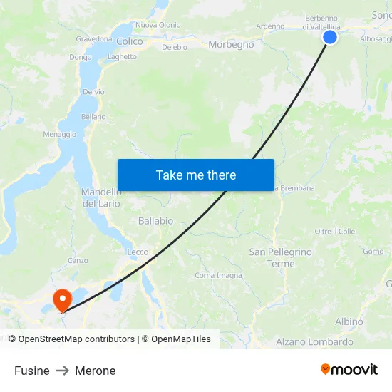 Fusine to Merone map