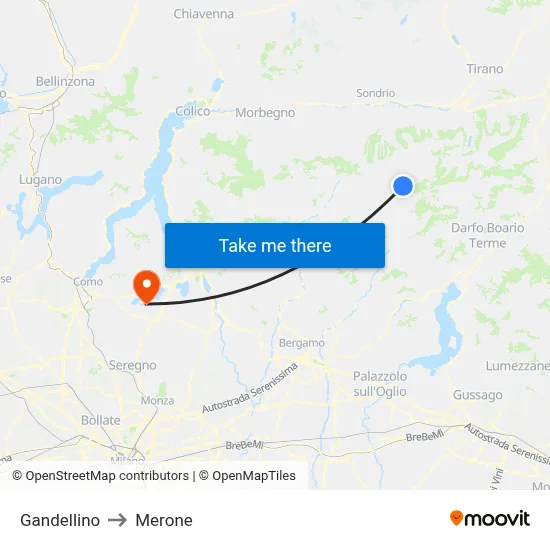 Gandellino to Merone map