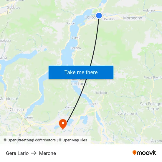 Gera Lario to Merone map