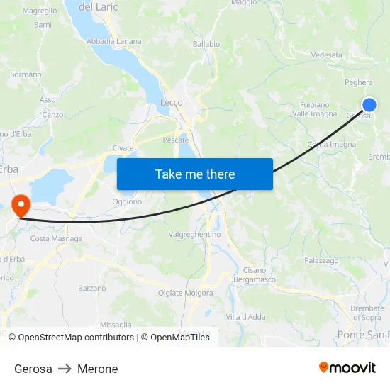 Gerosa to Merone map