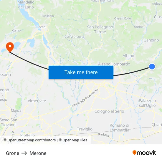 Grone to Merone map