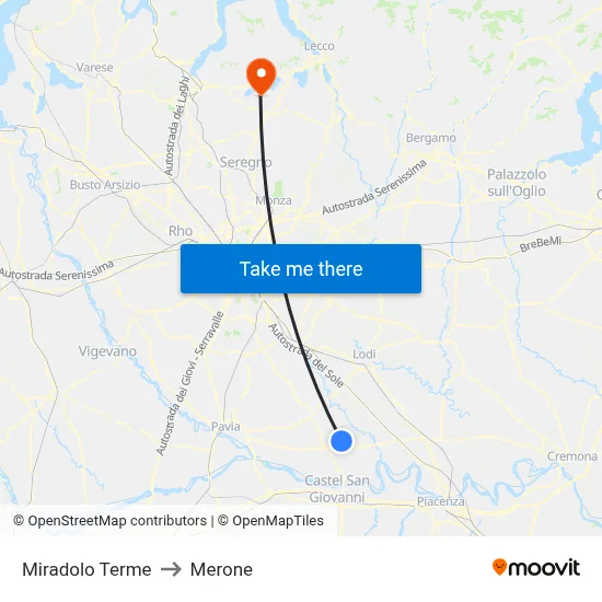 Miradolo Terme to Merone map